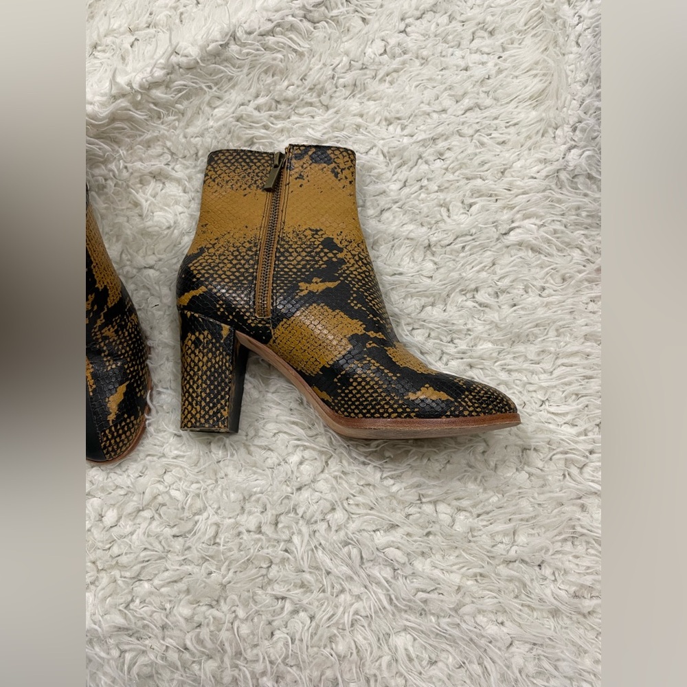 Charlotte Stone Black and Mustard Snakeskin Ankle Boots - Picture 9 of 11